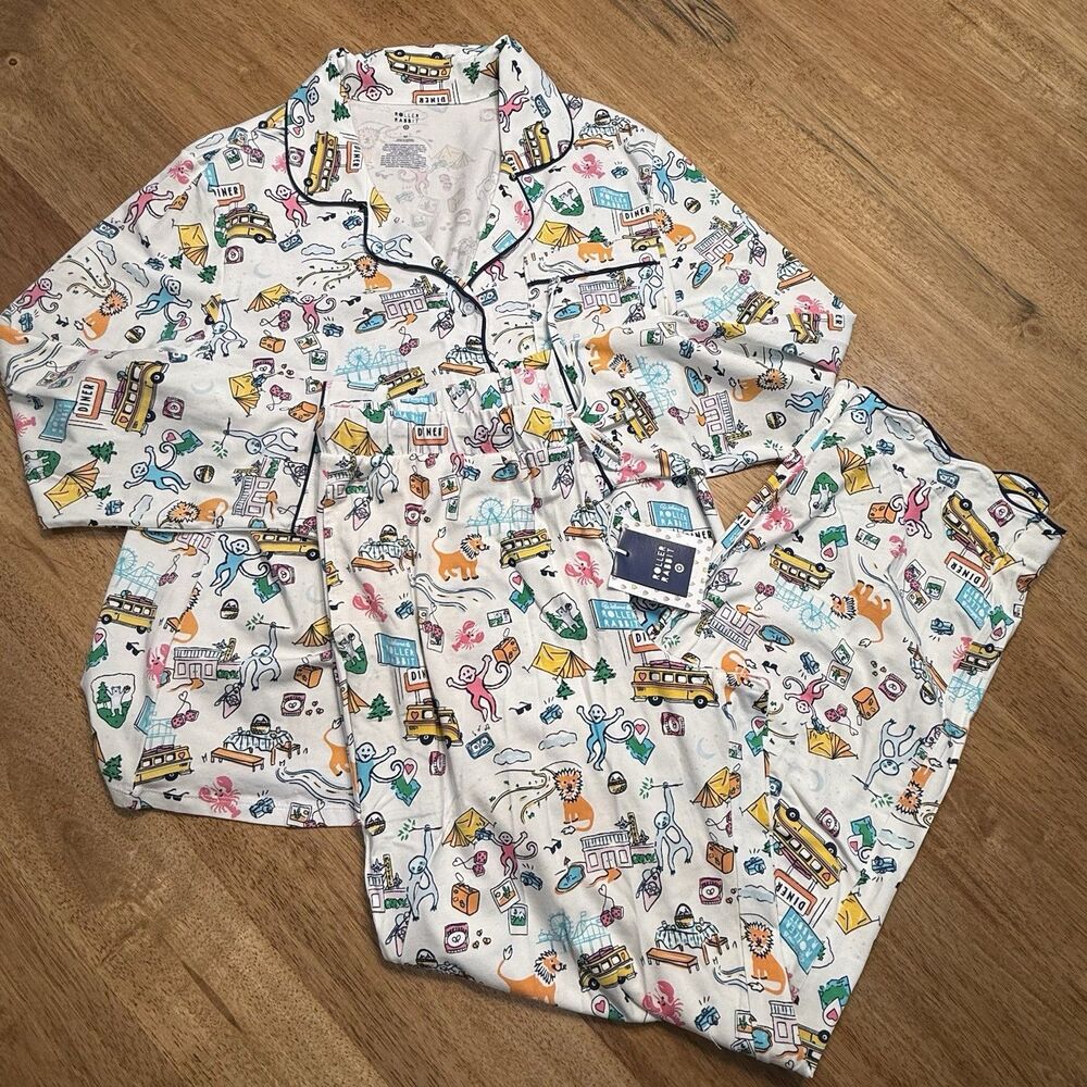 Roller Rabbit x Target Roadtrip Long Sleeve Pajama Set Size Medium Road Trip - Picture 4 of 4